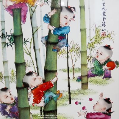 TRANH SỨ KHUNG GỖ HỌA TIẾT - TIẾT TIẾT CAO